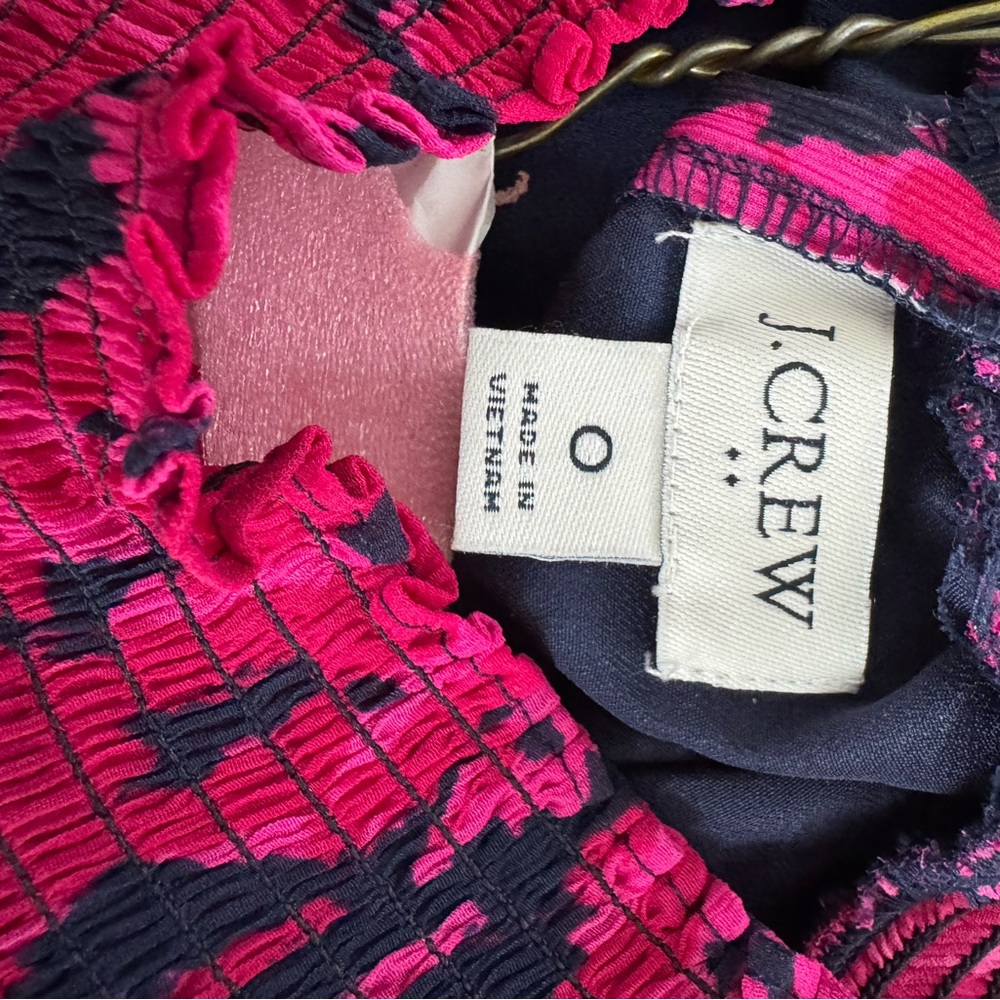 J. Crew Vibrant Pink and Dark Textured Blouse